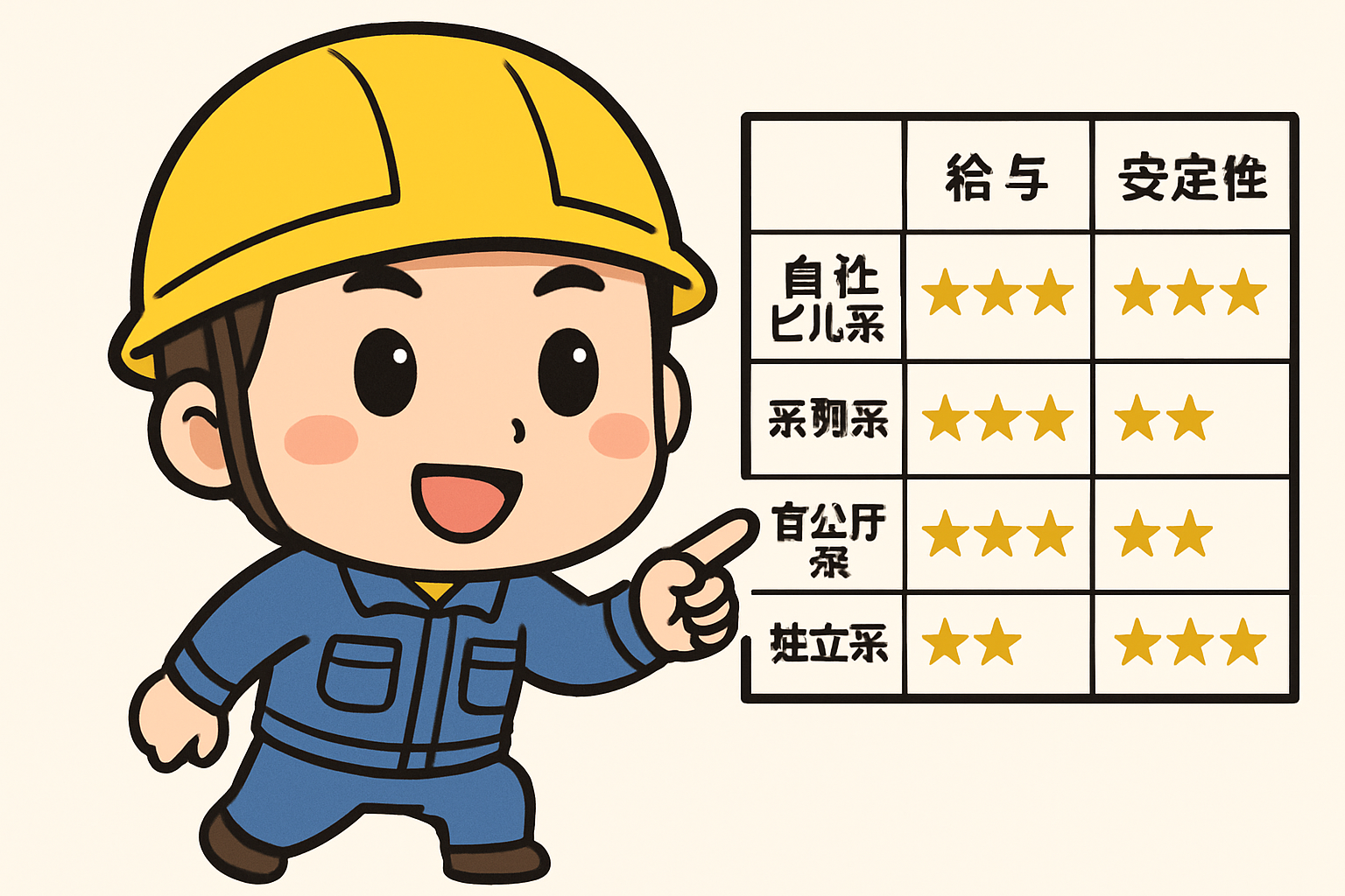 ビルメン4系統比較表解説イメージ